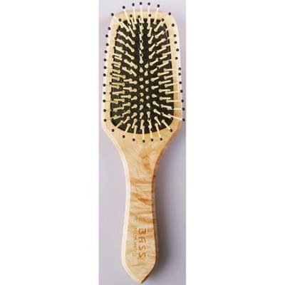 Bass Brushes Brush - Small Square Paddle Brush Cushion Nylon Bristles Light Wood Handle Bass