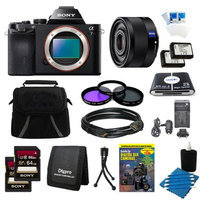 Sony Alpha 7 a7 Digital Camera, 35mm Lens, 2 64GB SDHC Cards, 2 Batteries Bundle
