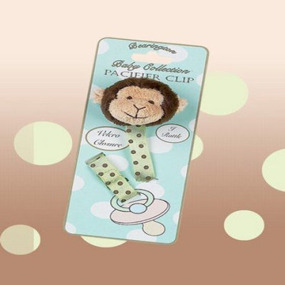 Bearington Baby Plush Giggles Monkey Pacifier Clip