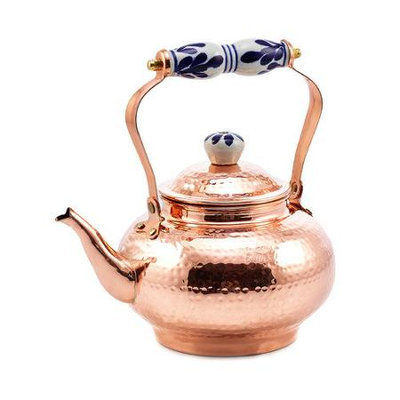 Old Dutch International Hammered Copper & Ceramic Handle 2-Qt. Tea Kettle