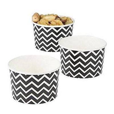 Fun Express 13668135 Paper Black Chevron Snack Bowls
