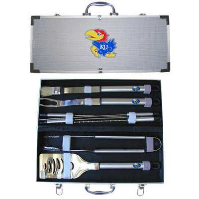 Siskiyou Buckle Co., Inc. Siskiyou Sports BBQC21A College 8 Pieces BBQ Set - Kansas Jayhawks