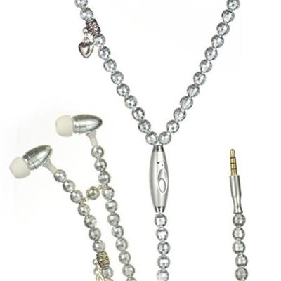 Necklace Headphones with Microphone & Disco Bead Cord