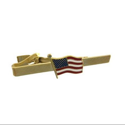 Zeckos Gold Plated American Flag Tie Bar Clip Business