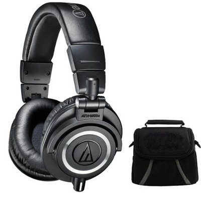 Audio-Technica ATH-M50X Professional Studio Headphones (Black) Deluxe Bundle