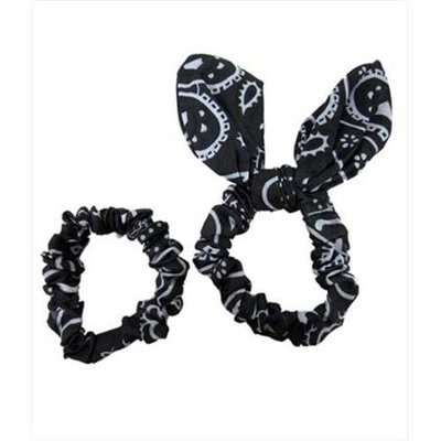 Coveryouhair CoverYourHair 61301 Set Of Two Paisley Scrunchies Black