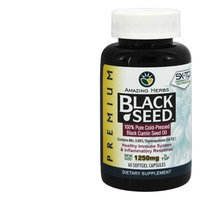 Amazing Herbs - Black Seed 100 Pure Cold-Pressed Oil 1250 mg. - 60 Softgels