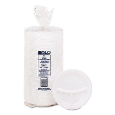 Solo Cup Company 9CPWQRPK Mediumweight Foam Plates, 9 Dia, White, 125/pack