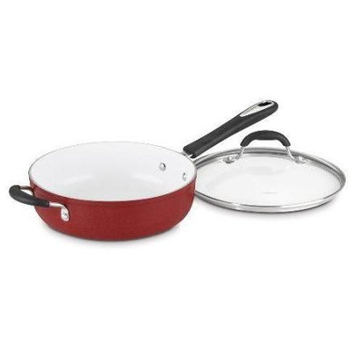 Cuisinart 5.5 Quart Sautà Pan with Helper Handle and Lid, Red