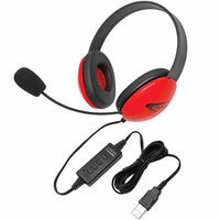 Victory Multimedia Califone Red Stereo Headphone w/ Mic USB Connector