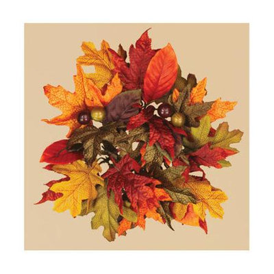 Oddity, Inc. Oddity Inc. 39976 3 in. Fall Maple and Magnolia Leaves Candle Ring - Pack of 2