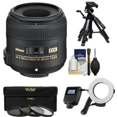 Nikon 40mm f/2.8 G DX AF-S Micro-Nikkor Lens with Ringlight + Tripod + 3 UV/CPL/ND8 Filters + Kit