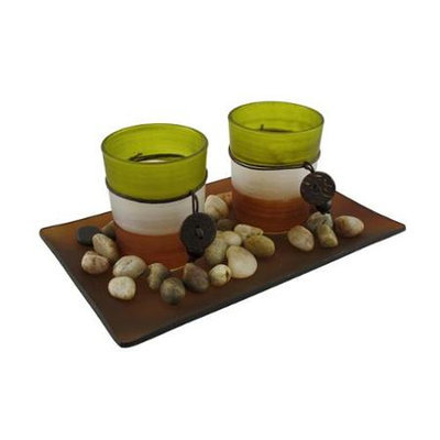 Zeckos 3 Piece Glass Votive and Tealite Candle Garden