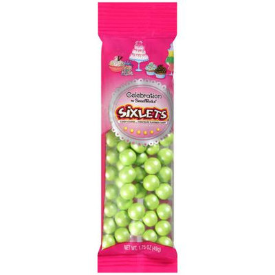 Sweetworks Celebration Shimmer Lime Green Sixlets Candy, 1.75 oz