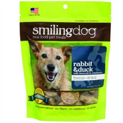 Herbsmith Smiling Dog Freeze Dried Rabbit & Duck Dog Treats 2.5 oz.