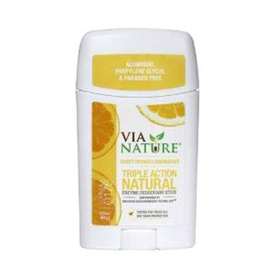 Via Nature - Triple Action Natural Enzyme Deodorant Stick Sweet Orange Lemongrass - 2.25 oz.