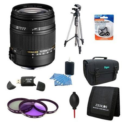 Sigma 18-250mm F3.5-6.3 DC OS HSM Lens for Canon EOS w/ 62mm Filter Lens Kit Bundle