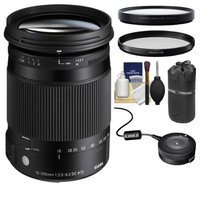 Sigma 18-300mm f/3.5-6.3 Contemporary DC Macro OS HSM Zoom Lens (for Canon EOS Cameras) with USB Dock + Protector Filter + Macro Filter + Pouch + Kit