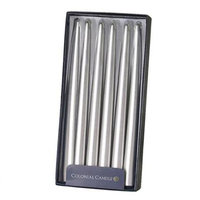 Colonial Candle Classic Wax NAAM12.07 12 in. Unscented Handipt Taper Candles - Silver Metallic