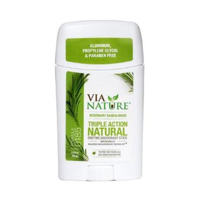 Via Nature - Triple Action Natural Enzyme Deodorant Stick Rosemary Sandalwood - 2.25 oz.