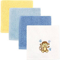 Luvable Friends 4 Pack Super-Soft Washcloths, Blue
