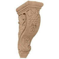 Ekena Millwork 4.25-in x 13.25-in Maple Devon Grapes & Vine Wood Corbel