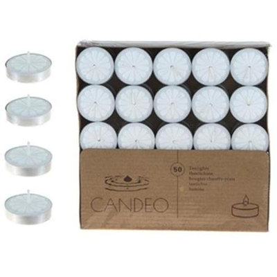 DDI 1756872 50 Unscented Tea Light Candles - White Case Of 24