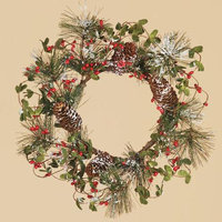 Oddity, Inc. Oddity Inc. 42273 6 in. Frosted Pine Red Berry Pine Cone Candle Ring - Pack of 2