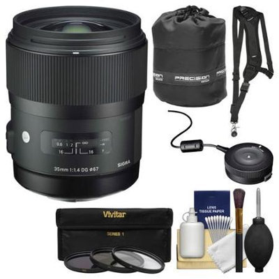 Sigma 35mm f/1.4 Art DG HSM Lens (for Nikon Cameras) with USB Dock + 3 UV/CPL/ND8 Filters + Sling Strap + Pouch + Kit