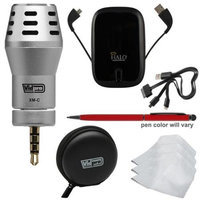 Vidpro XM-C Omni-Directional Condenser Microphone for Apple iPhone iPad and iPod Touch with Case + Portable Power Pack + Touch Screen Pen + 3 Microfiber Cleaning Cloths + Kit