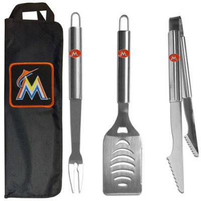 Siskiyou Buckle Co., Inc. MLB 3 Piece BBQ Tool Set with Bag - Miami Marlins
