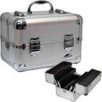 Justcaseusa Sunrise C0002CLSL 2-Tiers Silver Circular Pattern Makeup Train Case