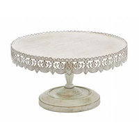Woodland 50481 Strong and Stylish Cake Stand in Metal with Soft White Polish