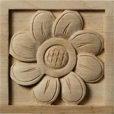 Ekena Millwork Medium Sunflower Square Wood Rosette ROS03X03X01SFCH