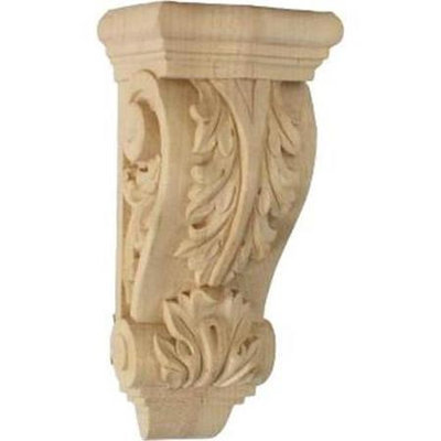 Ekena Millwork 3.5-in x 7.75-in Cherry Acanthus Wood Corbel