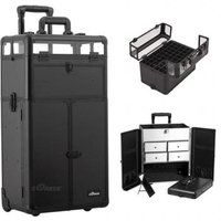 Sunrise Books Sunrise Outdoor Travel Professional Cosmetic Holder Black Smooth Trolley Makeup Case -I31065
