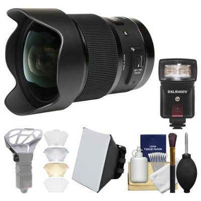 Sigma 20mm f/1.4 Art DG HSM Lens (for Canon EOS Cameras) with Flash + Soft Box + Diffuser Bouncer + Kit