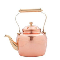 Old Dutch 2.5 qt. Solid Copper Tea Kettle with Brass Handle 887