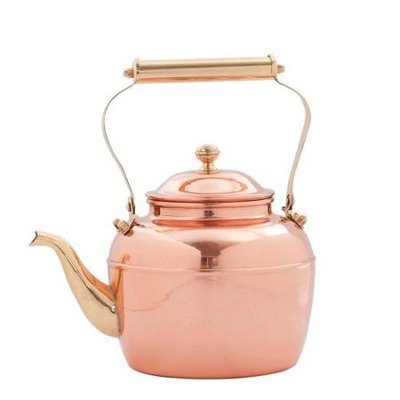 Old Dutch 2.5 qt. Solid Copper Tea Kettle with Brass Handle 887