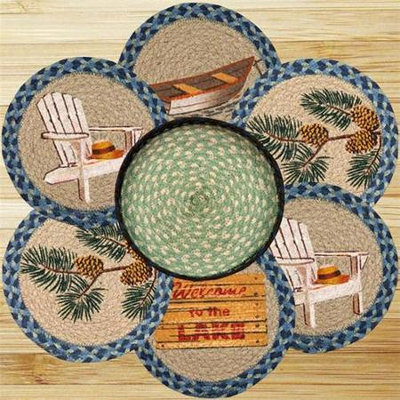 Earthrugs Earth Rugs 56-378WL Welcome To The Lake Trivets in a Basket