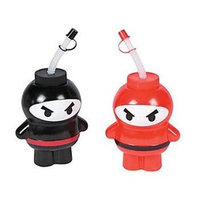 Fun Express 13629215 Plastic Ninja Molded Cups with Lids and Straws