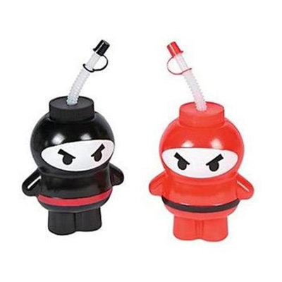 Fun Express 13629215 Plastic Ninja Molded Cups with Lids and Straws