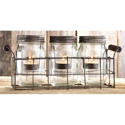 Home Essentials & Beyond Inc Home Essentials 3-piece Mason Jar & Votive Candle Caddy Set