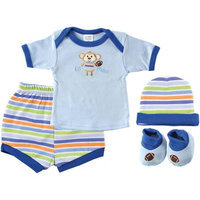 Luvable Friends Newborn Boys' 4 Piece Playtime Layette Gift Set