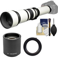 Vivitar 650-1300mm f/8-16 Telephoto Lens (White) (T Mount) with 2x Teleconverter (=2600mm) + Kit