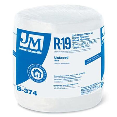Johns Manville R19 23-in x 39.16-ft Unfaced Fiberglass Roll Insulation with Sound Barrier B374