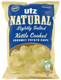 Utz Natural Lightly Salted Kettle Cooked Gluten Free Gourmet Potato Chips