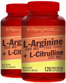 Piping Rock L-Arginine 500mg Citrulline 250mg 2 Bottles x 120 Capsules