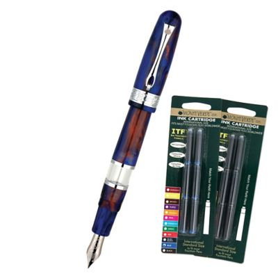 Monteverde Napa Fountain Pen W/6 Black and 6 Blue Refills, Blue