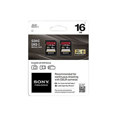 Sony SF16UXD/TQN 16GB Secure Digital High Capacity (SDHC) - Class 10/UHS-I - 1 Card/2 Pack